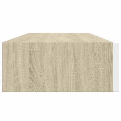 vidaXL Wandmontiertes Schubladenregal Eiche und Weiß 60 x 23,5 x 10 cm MDF