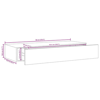 vidaXL Wandschubladenregale 2 Stk. Eiche und Weiß 60x23,5x10cm MDF