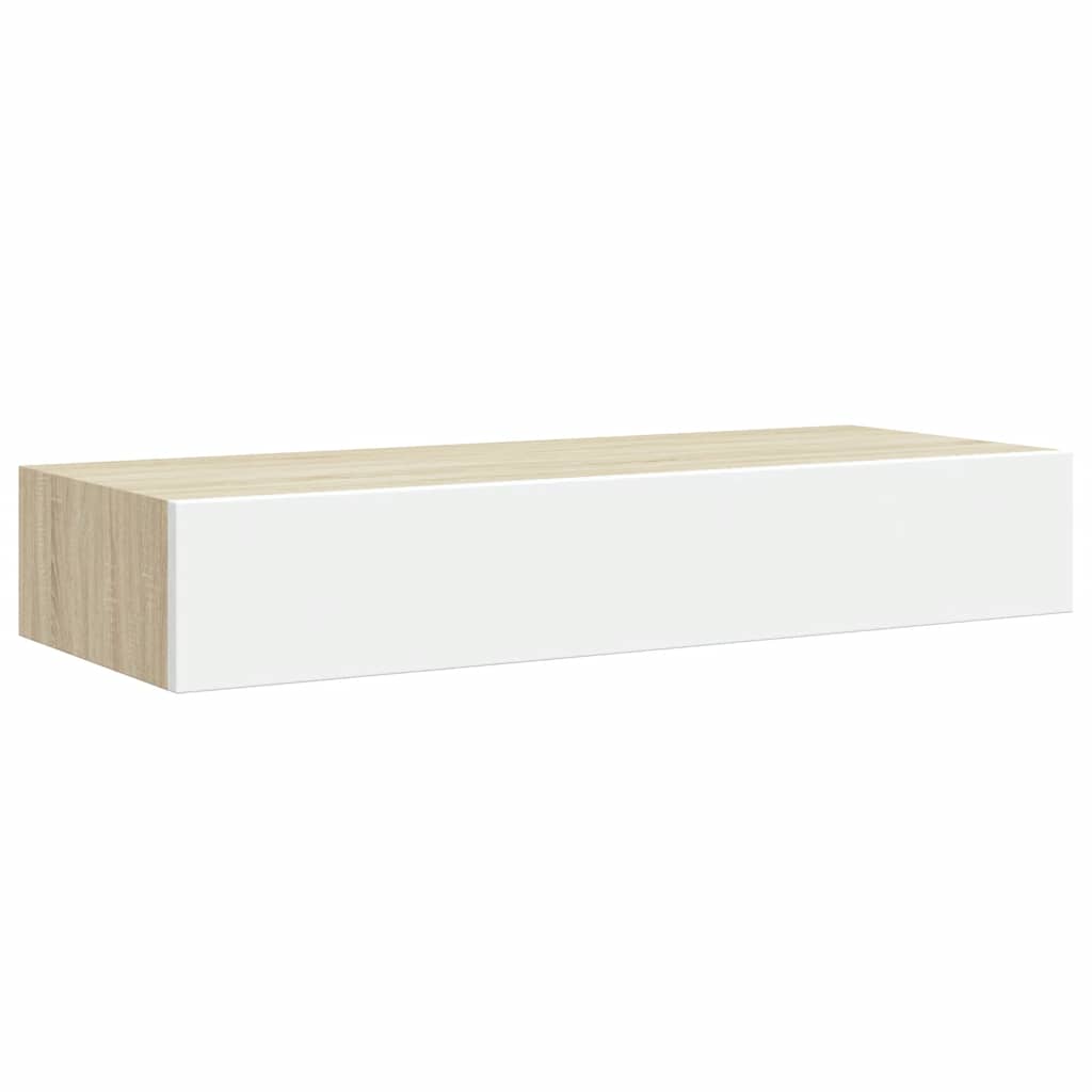 vidaXL Wandschubladenregale 2 Stk. Eiche und Weiß 60x23,5x10cm MDF