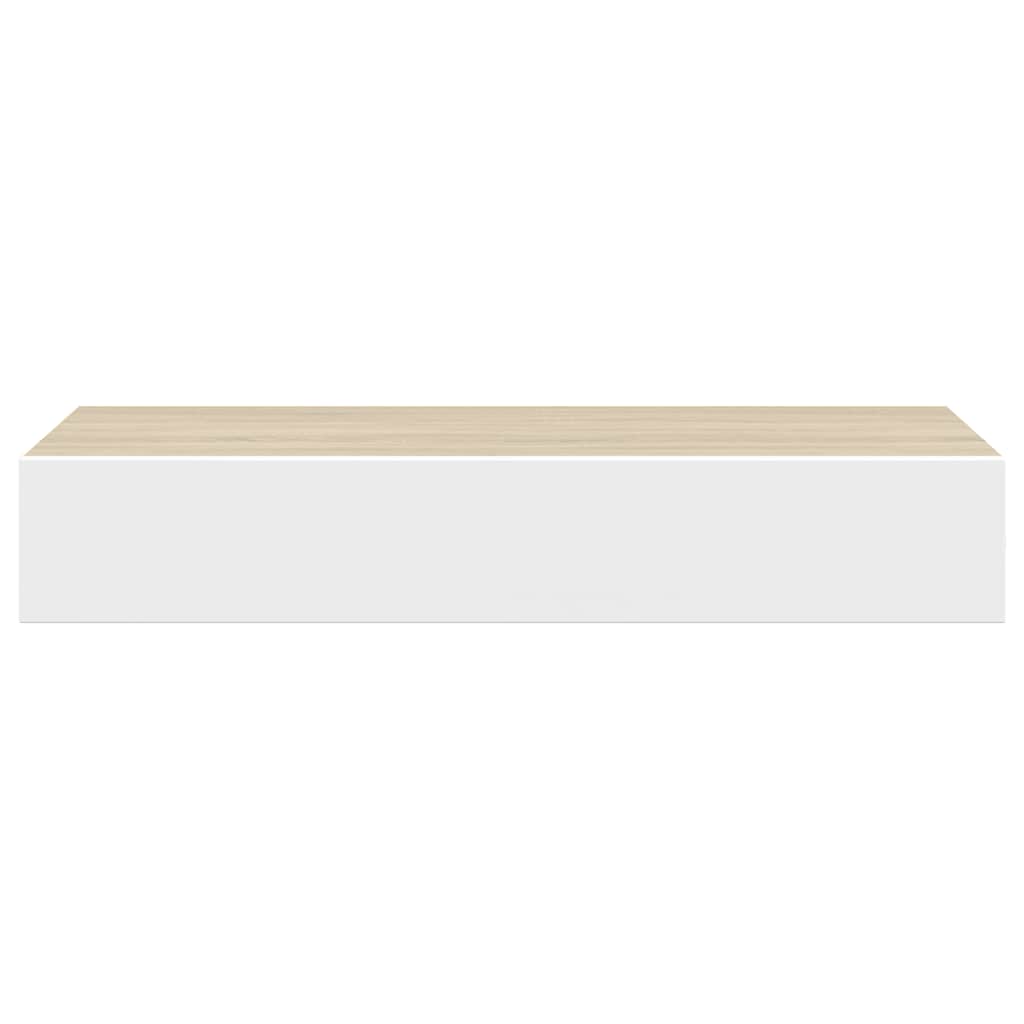 vidaXL Wandschubladenregale 2 Stk. Eiche und Weiß 60x23,5x10cm MDF