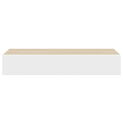 vidaXL Wandschubladenregale 2 Stk. Eiche und Weiß 60x23,5x10cm MDF