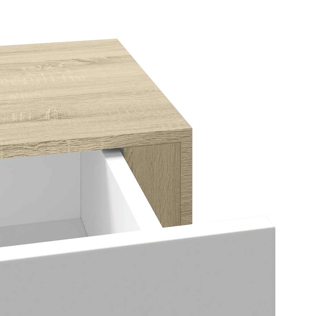 vidaXL Wandschubladenregale 2 Stk. Eiche und Weiß 60x23,5x10cm MDF