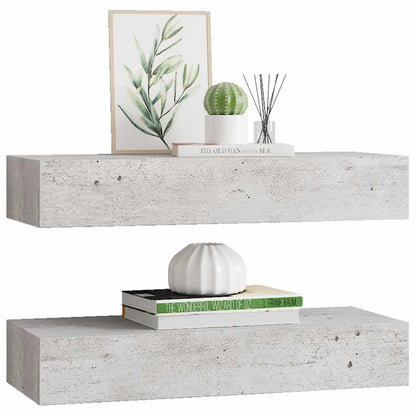 vidaXL Wandregale mit Schubladen 2 Stk. Betongrau 60x23,5x10 cm MDF