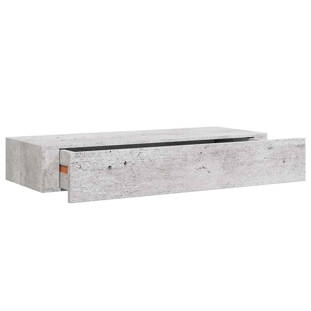 vidaXL Wandregale mit Schubladen 2 Stk. Betongrau 60x23,5x10 cm MDF