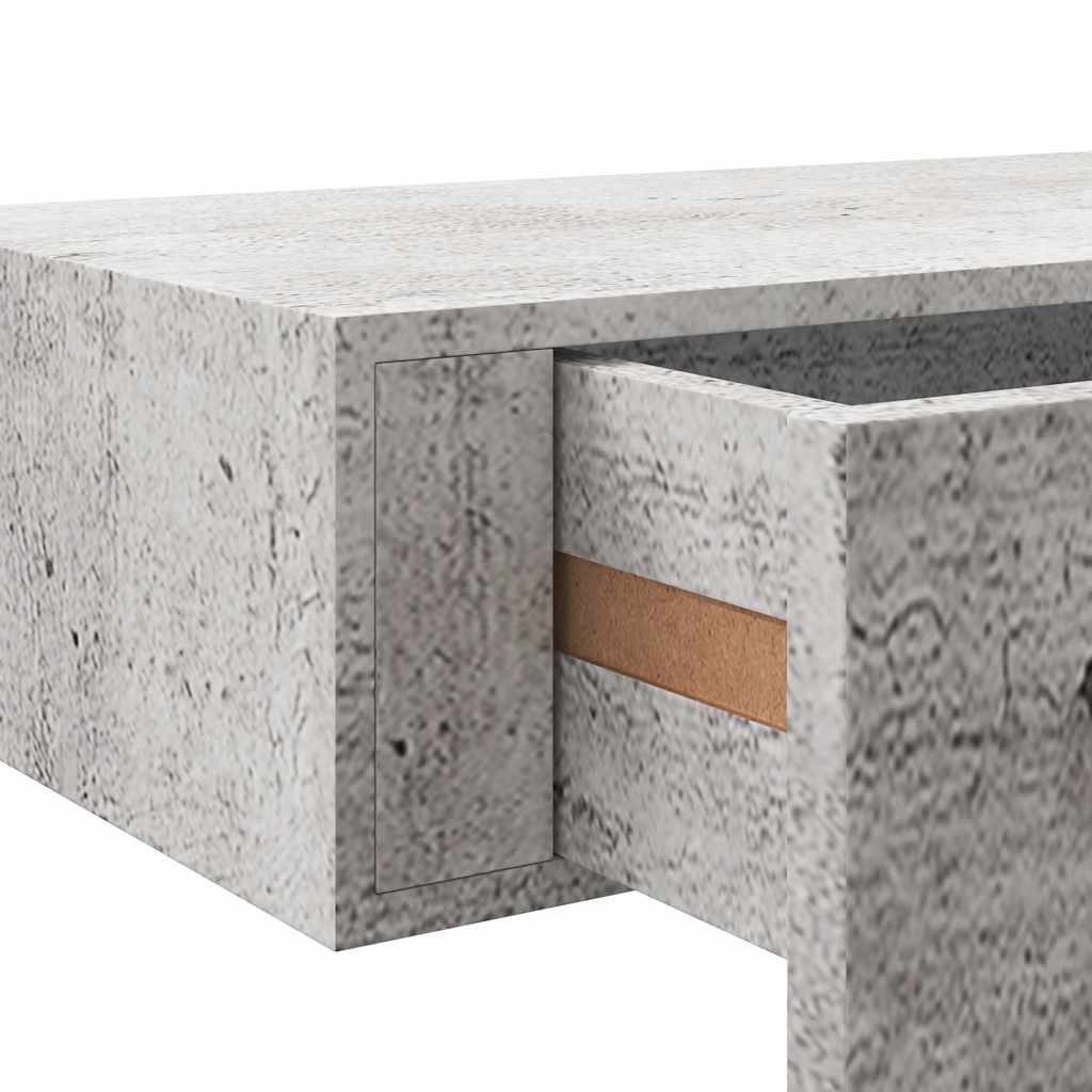 vidaXL Wandregale mit Schubladen 2 Stk. Betongrau 60x23,5x10 cm MDF
