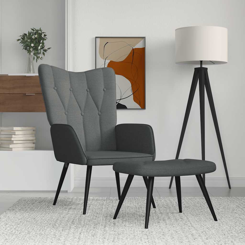 vidaXL Relaxsessel mit Hocker Dunkelgrau Stoff