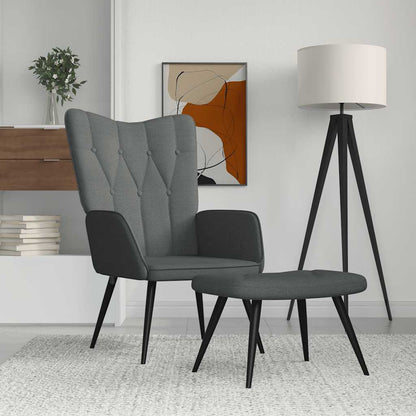 vidaXL Relaxsessel mit Hocker Dunkelgrau Stoff