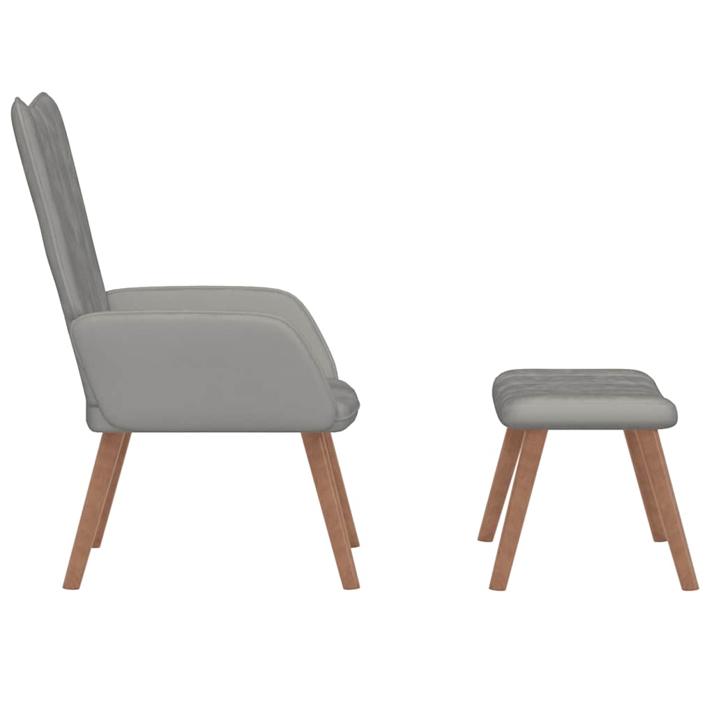 vidaXL Relaxsessel mit Hocker Hellgrau Samt