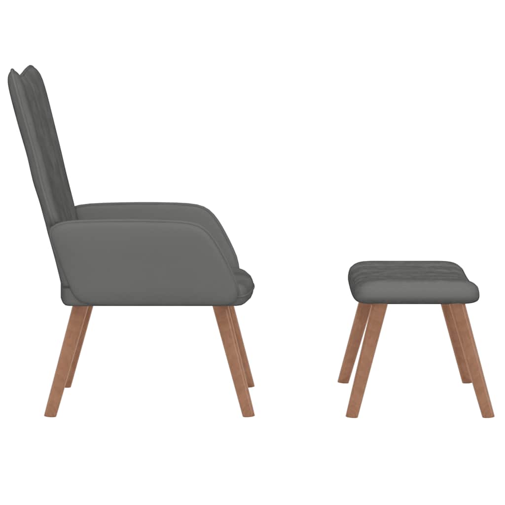 vidaXL Relaxsessel mit Hocker Dunkelgrau Samt