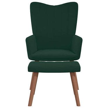 vidaXL Relaxsessel mit Hocker Dunkelgrün Samt
