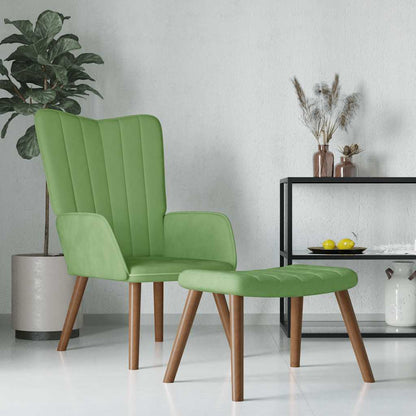 vidaXL Relaxsessel mit Hocker Hellgrün Samt