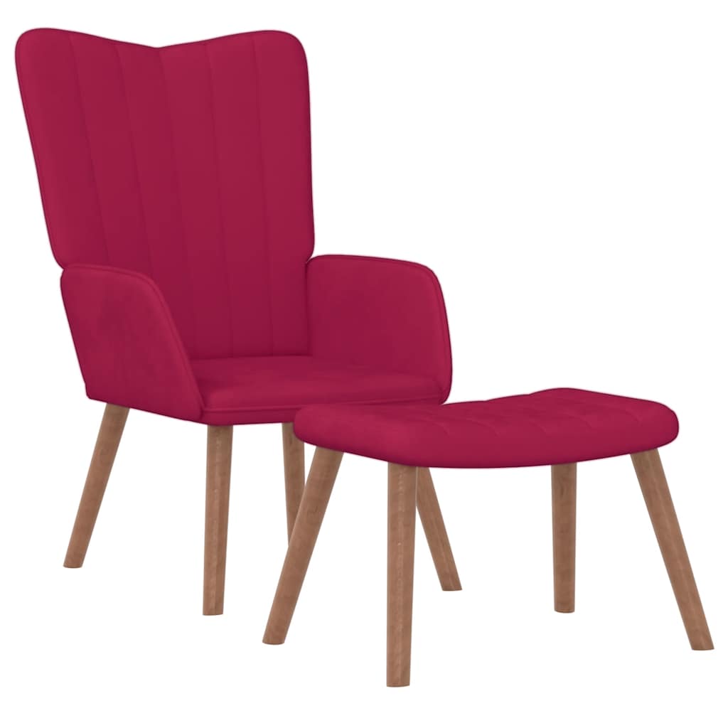 vidaXL Relaxsessel mit Hocker Weinrot Samt