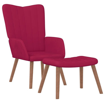 vidaXL Relaxsessel mit Hocker Weinrot Samt