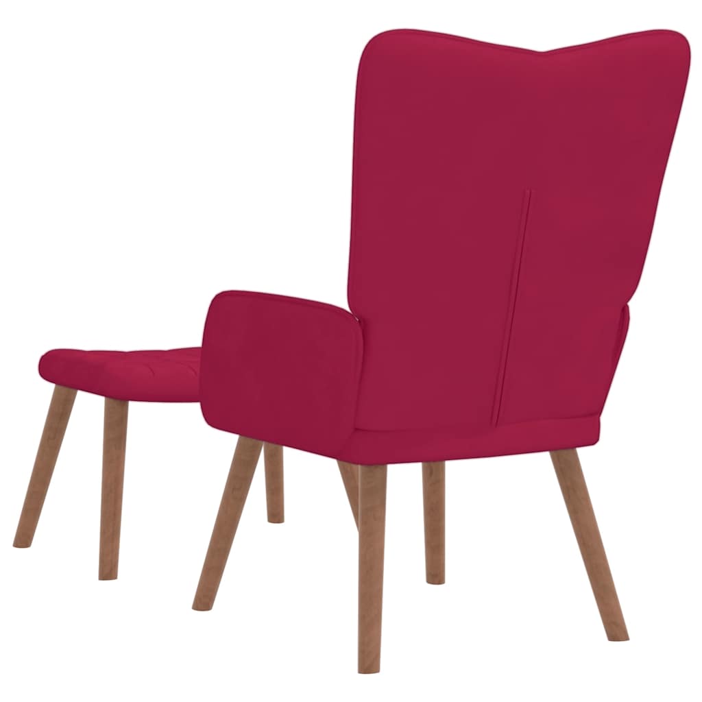 vidaXL Relaxsessel mit Hocker Weinrot Samt