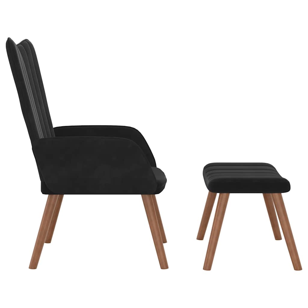 vidaXL Relaxsessel mit Hocker Schwarz Samt