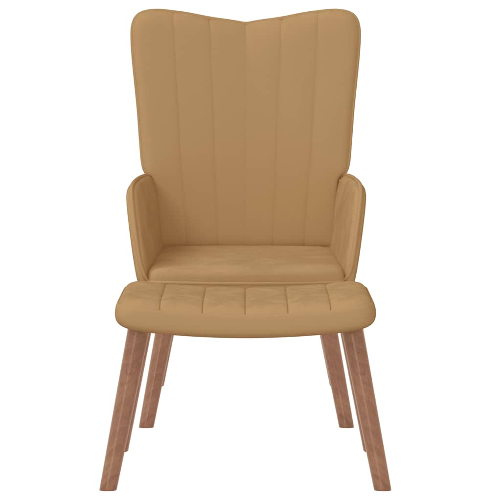 vidaXL Relaxsessel mit Hocker Braun Samt