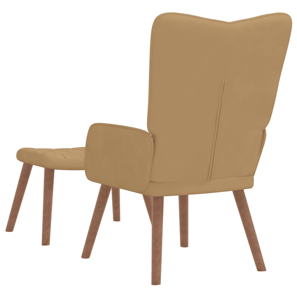 vidaXL Relaxsessel mit Hocker Braun Samt