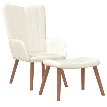 vidaXL Relaxsessel mit Hocker Cremeweiß Samt