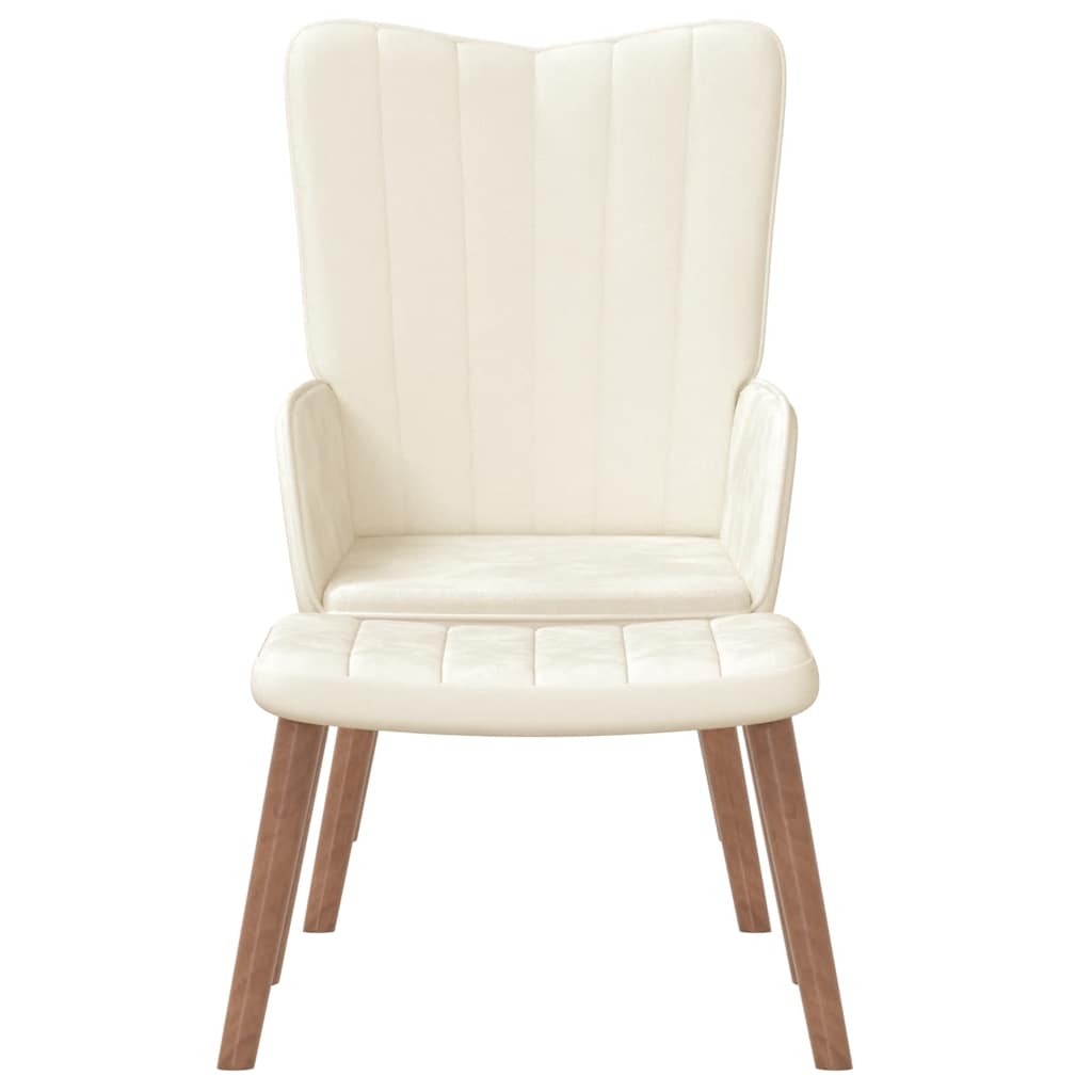 vidaXL Relaxsessel mit Hocker Cremeweiß Samt