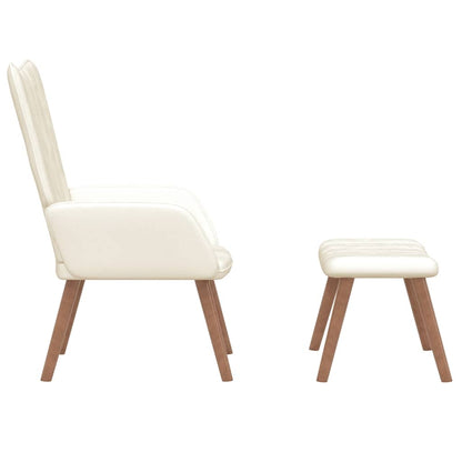 vidaXL Relaxsessel mit Hocker Cremeweiß Samt