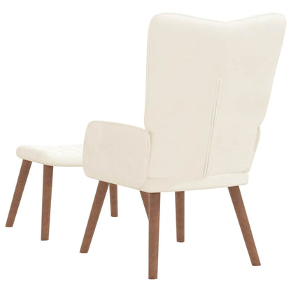 vidaXL Relaxsessel mit Hocker Cremeweiß Samt