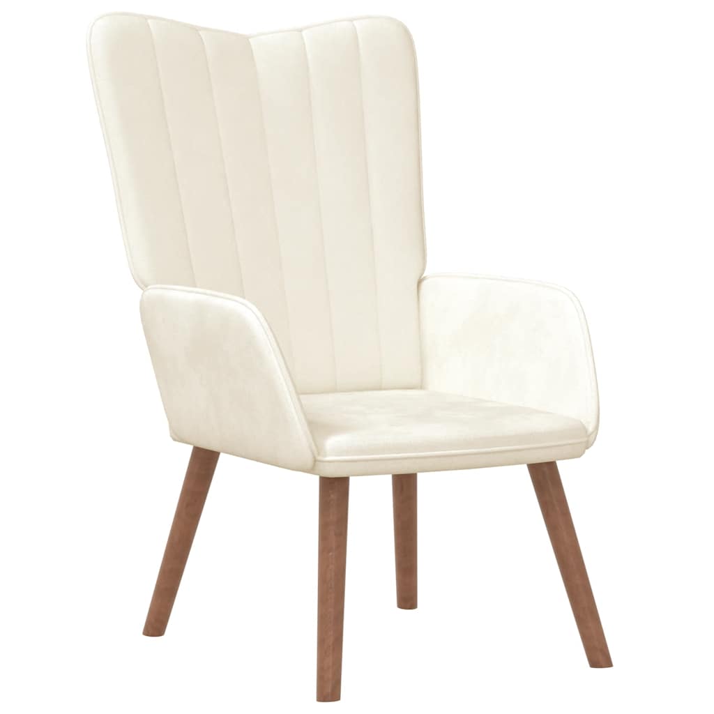 vidaXL Relaxsessel mit Hocker Cremeweiß Samt