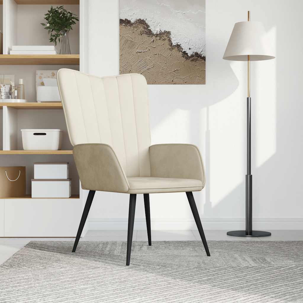 vidaXL Relaxsessel Cremeweiß Samt