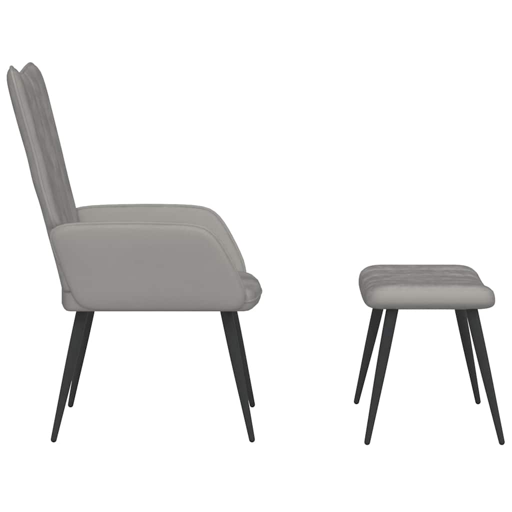 vidaXL Fauteuil relax avec repose-pieds velours gris clair