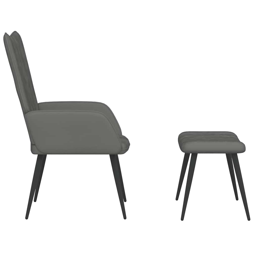 vidaXL Relaxsessel mit Hocker Dunkelgrau Samt