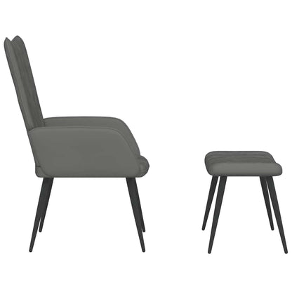 vidaXL Relaxsessel mit Hocker Dunkelgrau Samt