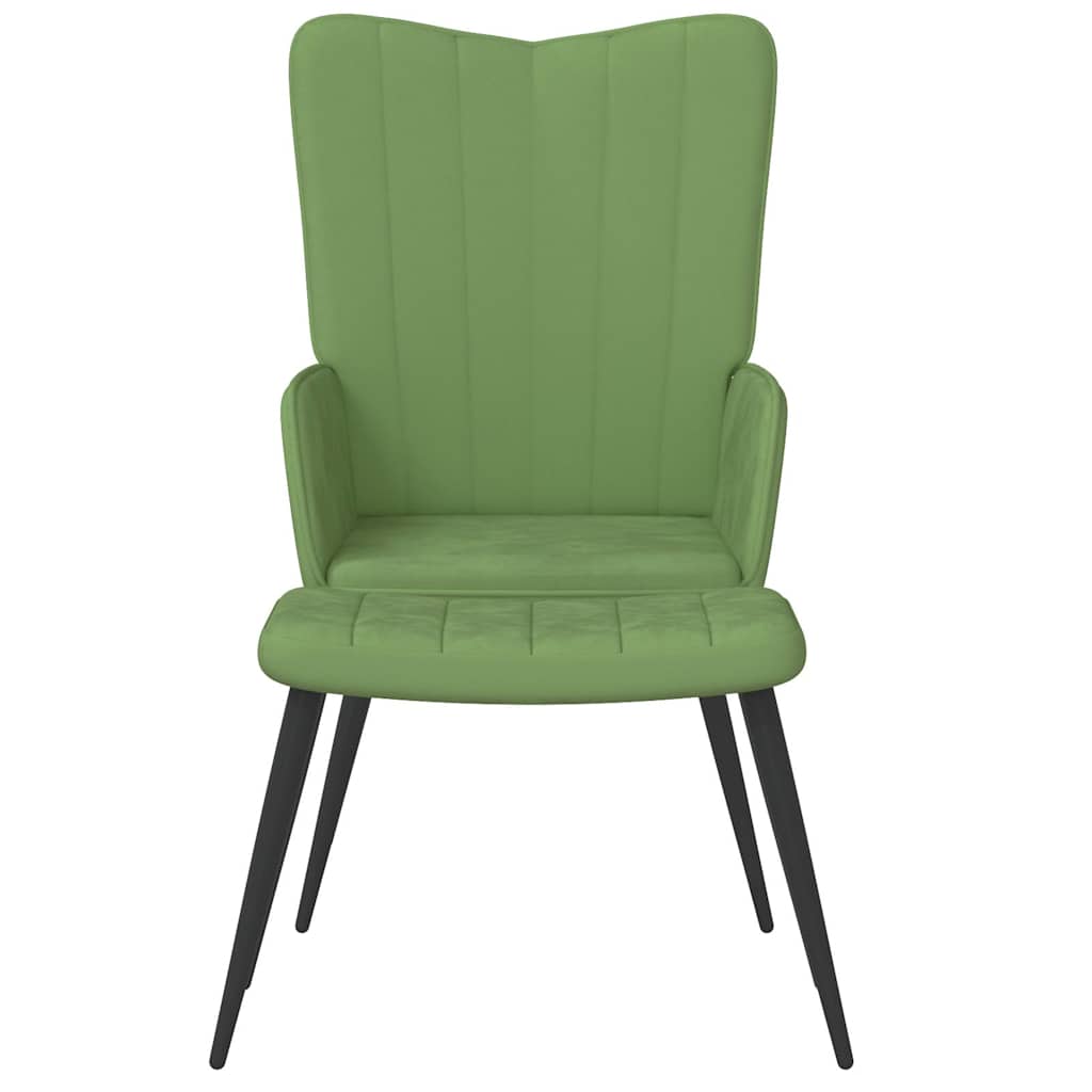 vidaXL Fauteuil relax avec repose-pieds Vert clair Velours