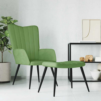 vidaXL Fauteuil relax avec repose-pieds Vert clair Velours
