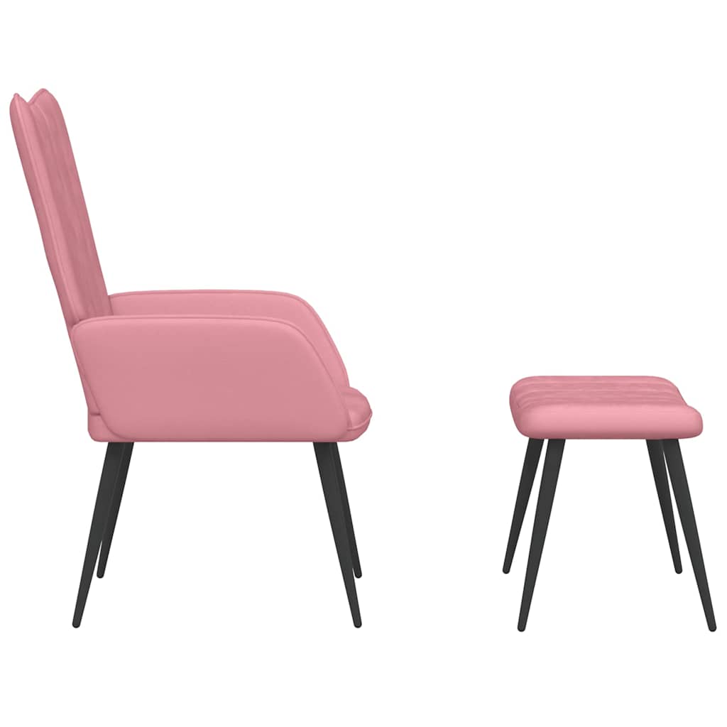 vidaXL Relaxsessel mit Hocker Rosa Samt