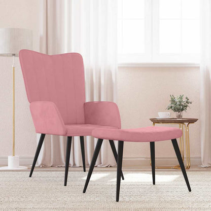 vidaXL Relaxsessel mit Hocker Rosa Samt