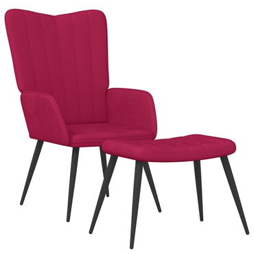 vidaXL Relaxsessel mit Hocker Weinrot Samt