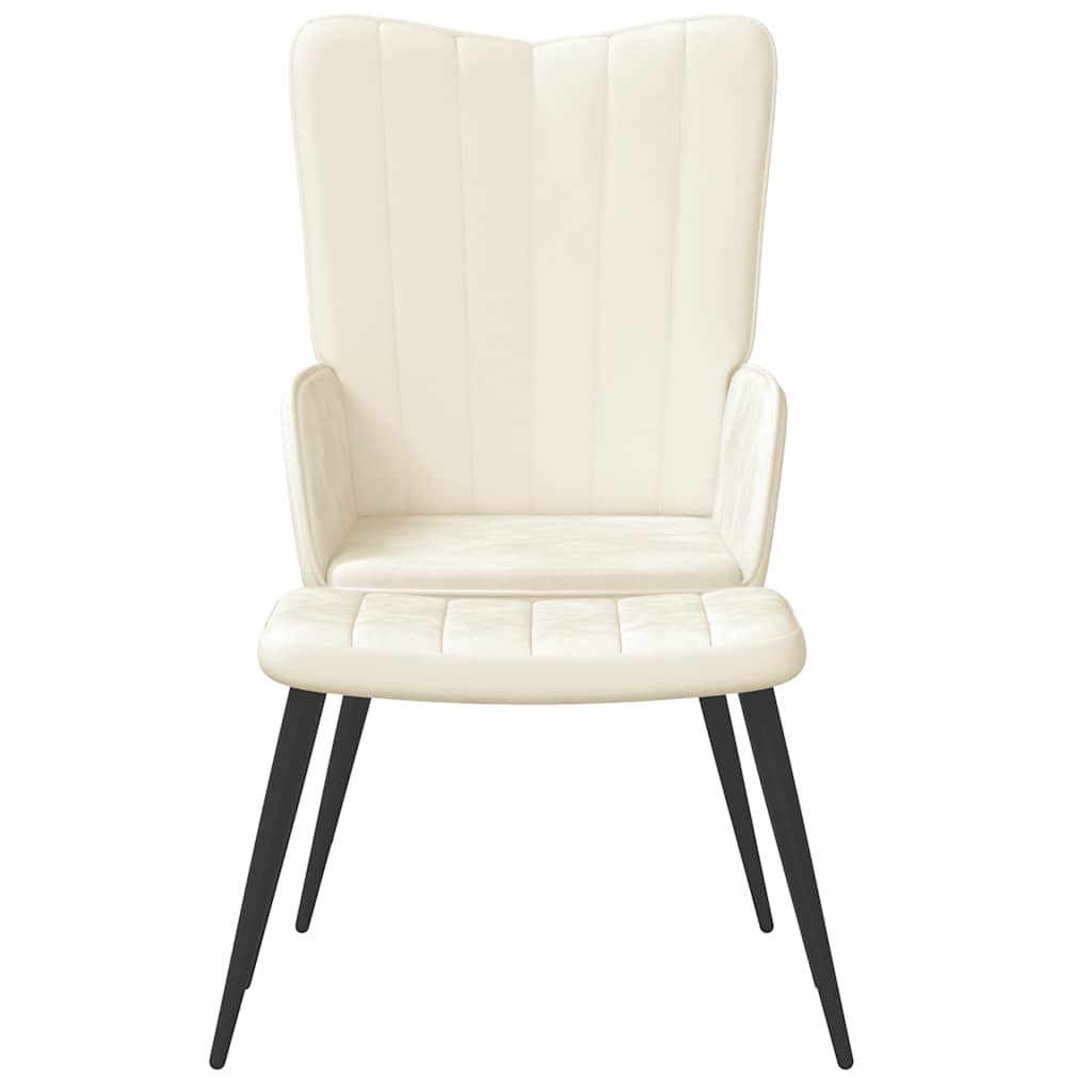 vidaXL Relaxsessel mit Hocker Cremeweiß Samt