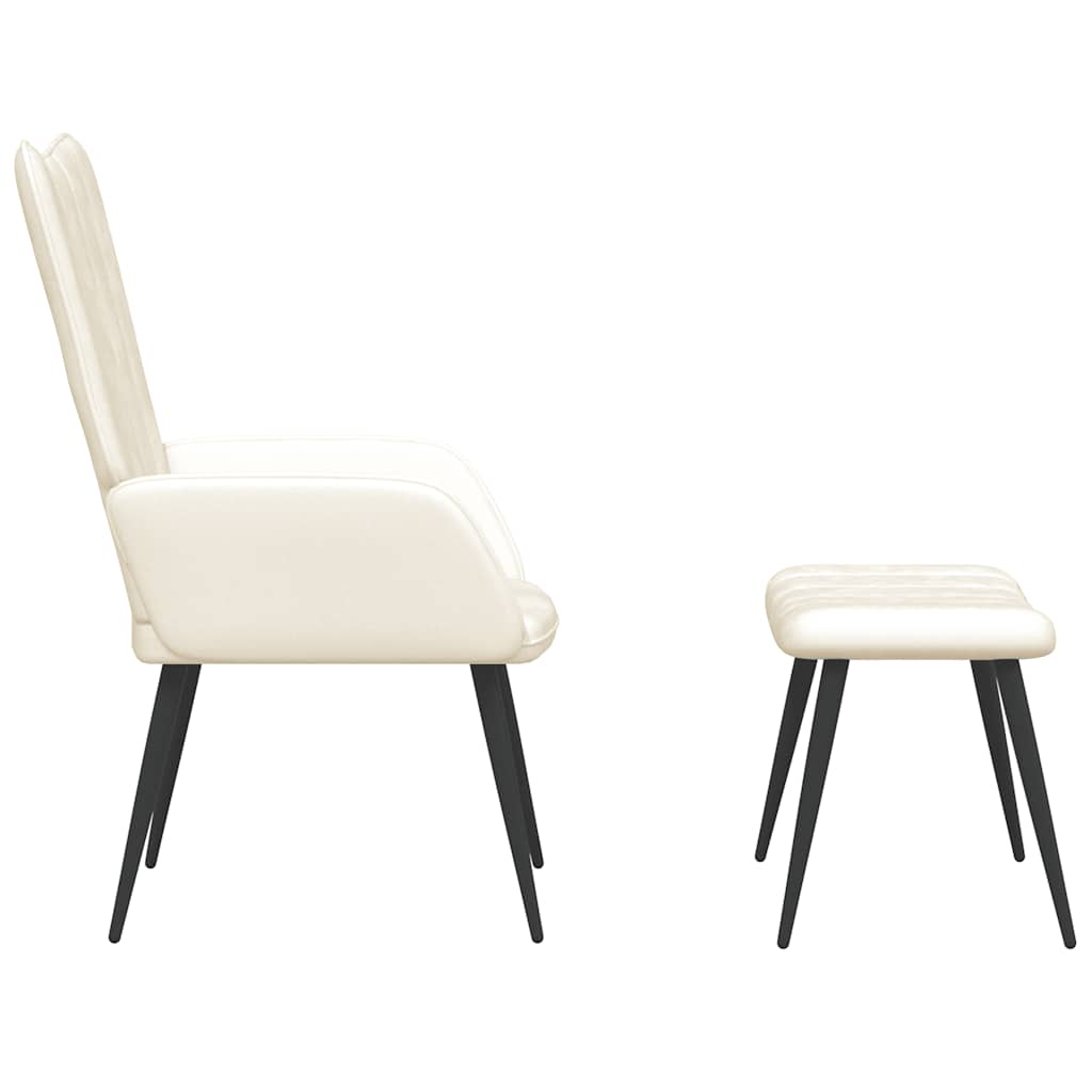 vidaXL Relaxsessel mit Hocker Cremeweiß Samt