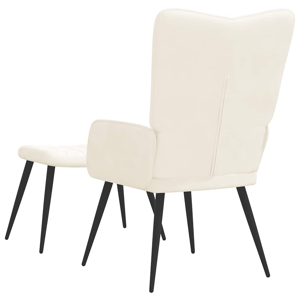 vidaXL Relaxsessel mit Hocker Cremeweiß Samt
