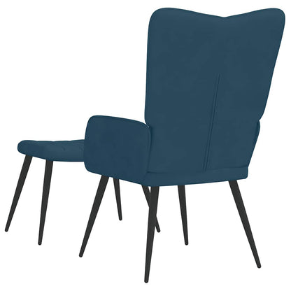 Relaxsessel mit Hocker Blau Samt
