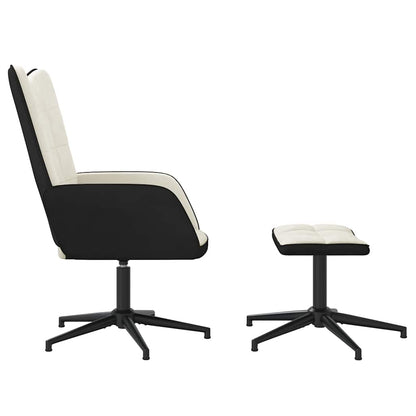 vidaXL Relaxsessel mit Hocker Cremeweiß Samt und PVC