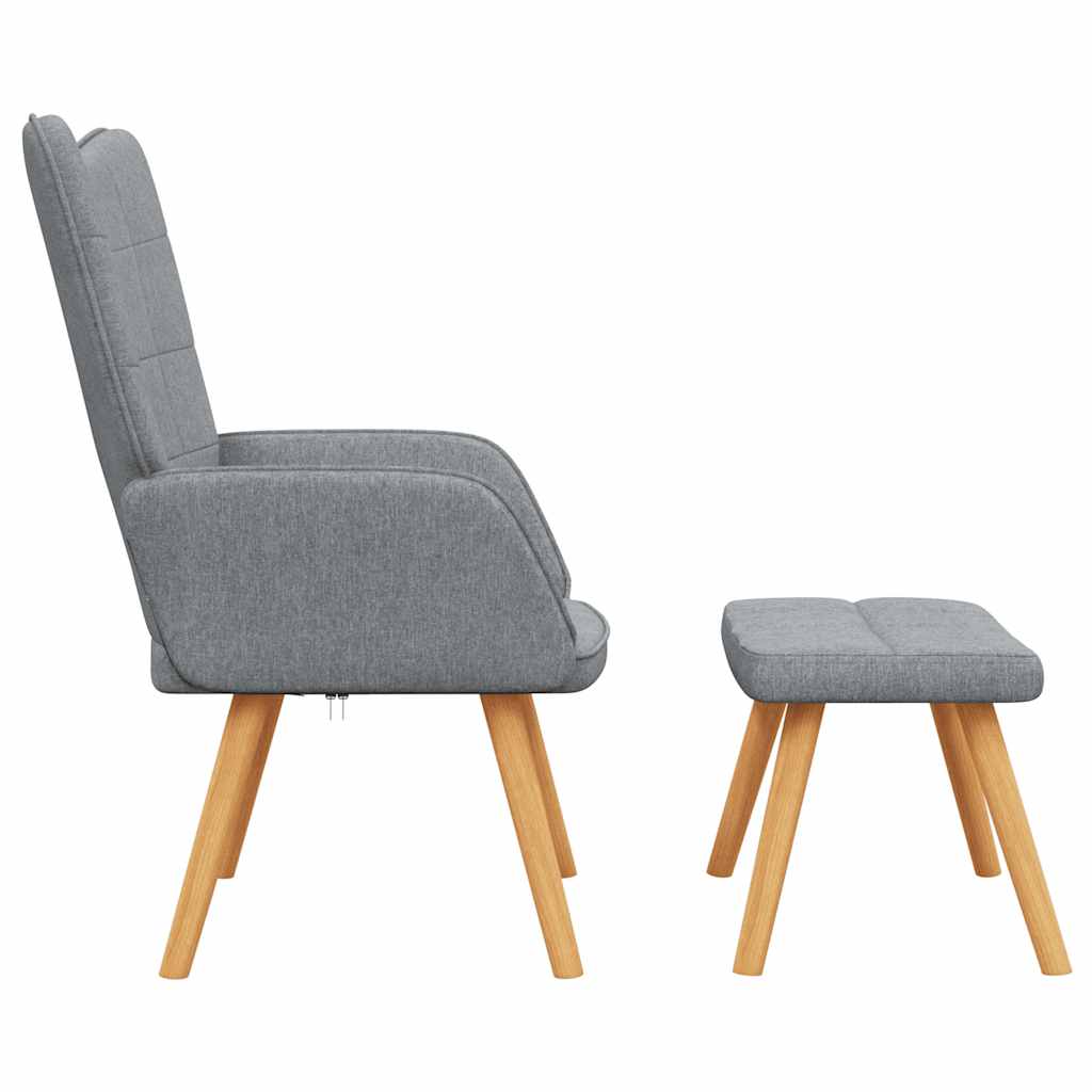 vidaXL Relaxsessel mit Hocker Hellgrau Stoff