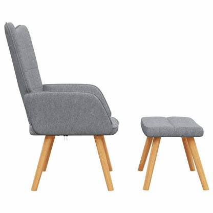 vidaXL Relaxsessel mit Hocker Hellgrau Stoff