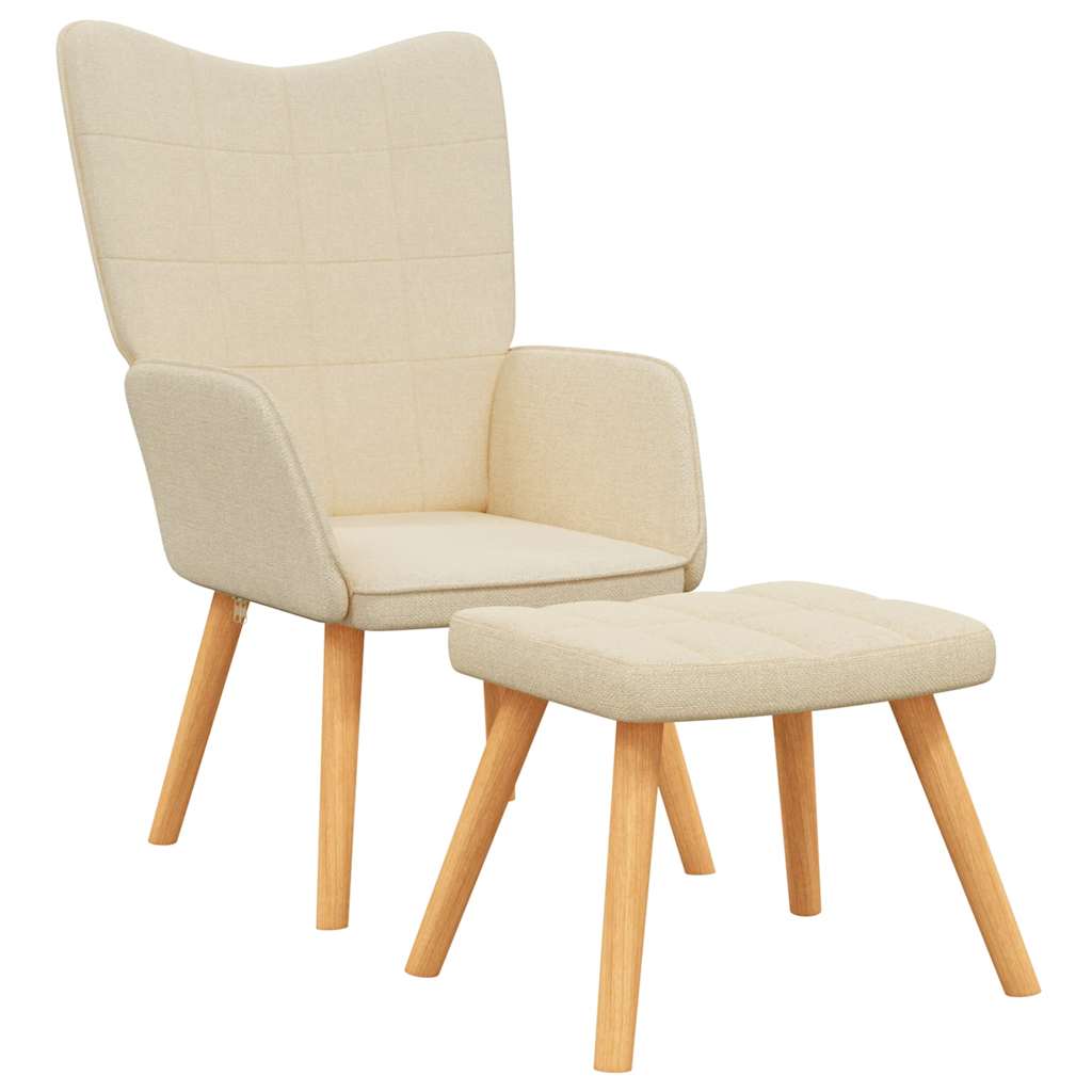 vidaXL Relaxsessel mit Hocker Creme Stoff