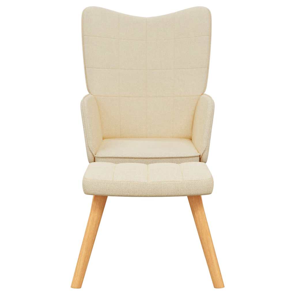 vidaXL Relaxsessel mit Hocker Creme Stoff