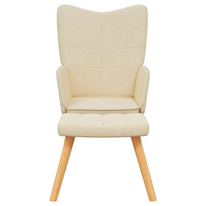 vidaXL Relaxsessel mit Hocker Creme Stoff