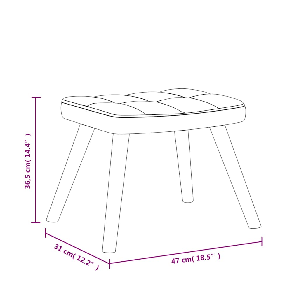 vidaXL Relaxsessel mit Hocker Creme Stoff