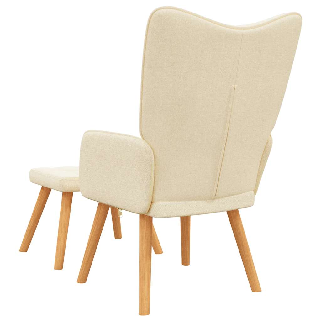 vidaXL Relaxsessel mit Hocker Creme Stoff