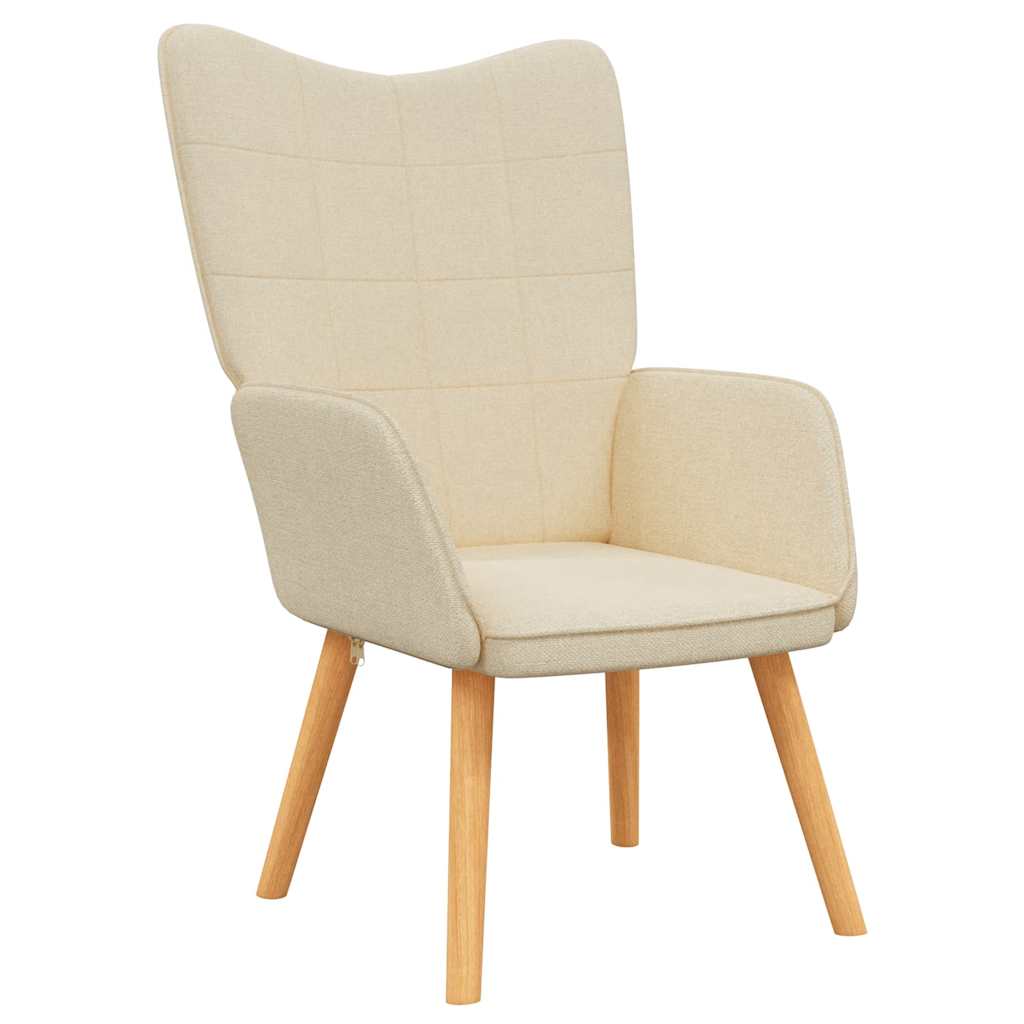 vidaXL Relaxsessel mit Hocker Creme Stoff