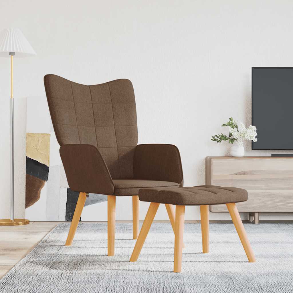 vidaXL Relaxsessel mit Hocker Braun Stoff