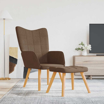 vidaXL Relaxsessel mit Hocker Braun Stoff